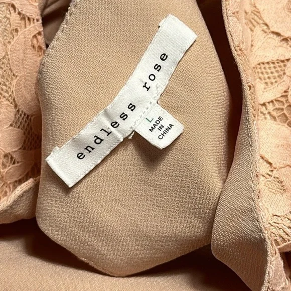 Revolve • Endless Rose Lace Feather Peplum Dress in Nude Pink • Sz L - Picture 10 of 10